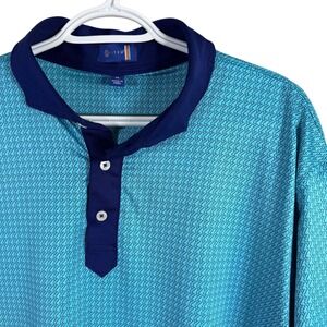 Stitch Golf Polo Mens XL Turquoise Blue Geometric Performance Short Sleeve Shirt